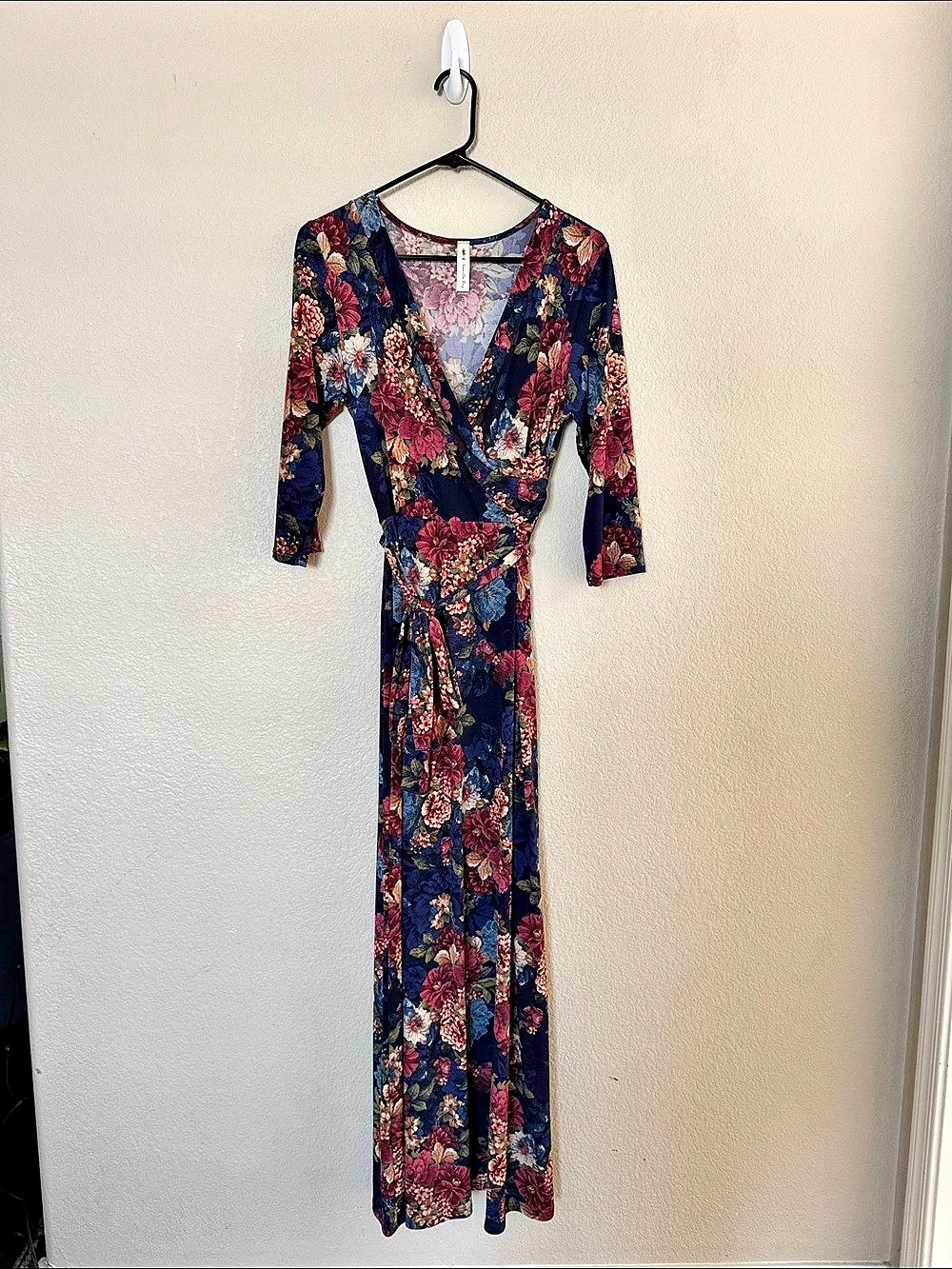 Venus Floral Maxi Wrap Dress Blue & Red Size Large